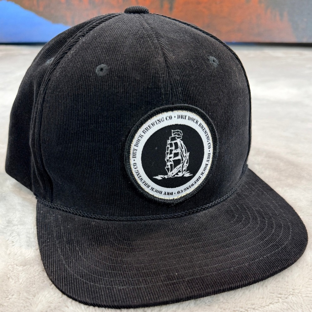 Dry Dock‎ Brewing Co Mens Hat Black Corduroy Snapback OSFM